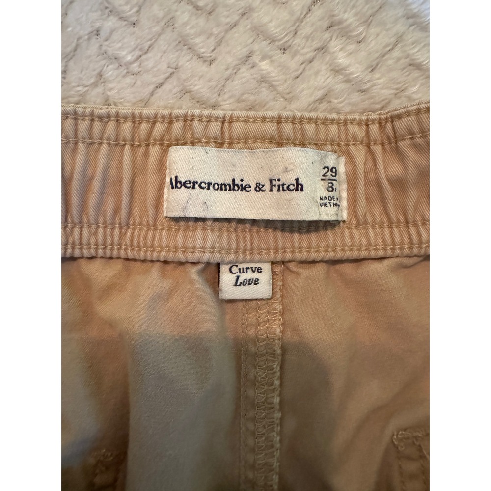 Abercrombie & Fitch Curve Love Cargo Pants Tan Khaki Wide Leg 29/8 Cotton - Picture 3 of 8